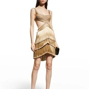 PatBO Metallic Fringe cut out mini dress